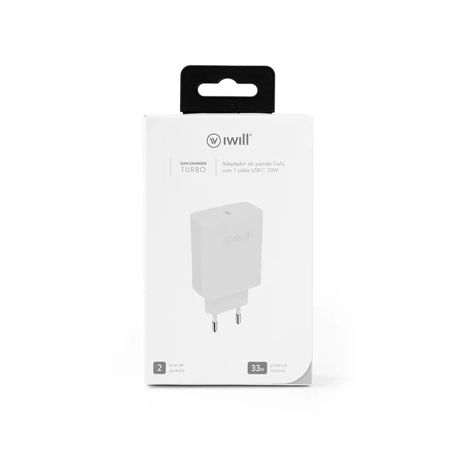 Adaptador de Parede GAN com 1 USB-C PD 33W