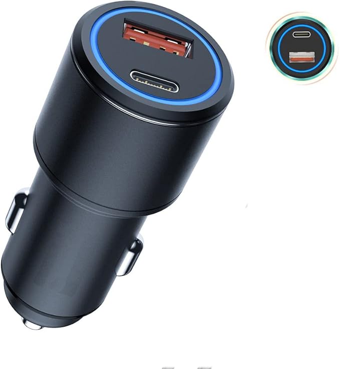 Carregador Veicular Universal 38w Turbo Com 2 Entradas 1 Usb e 1 Usb-C
