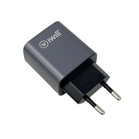 Carregador GaN Charger - Adaptador GaN 45W com 1 USB e 1 USB-C PD - Cinza